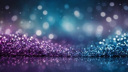 Abstract glitter silver, purple, blue lights background. de-focused. banner