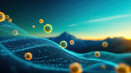 Global Spread of Virus Particles Through Diverse Landscapes: Climate Influence on Transmission with Copy Space