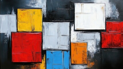 Hand painted modern abstract oil painting featuring simple color blocks ideal for decorative purposes