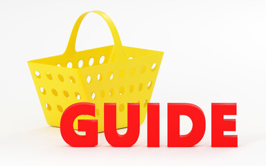 Luxury red inscription guide on grey podium, soft light, smooth background, 3d rendering