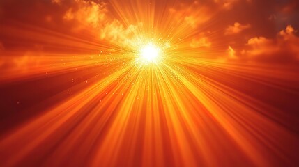 Obraz premium Glowing Sunbeams Radiating Through Orange Clouds