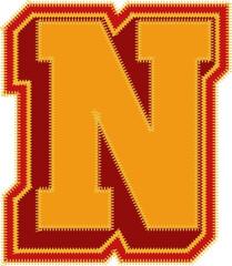 Baseball Patch Letter Alphabet Vector Element N