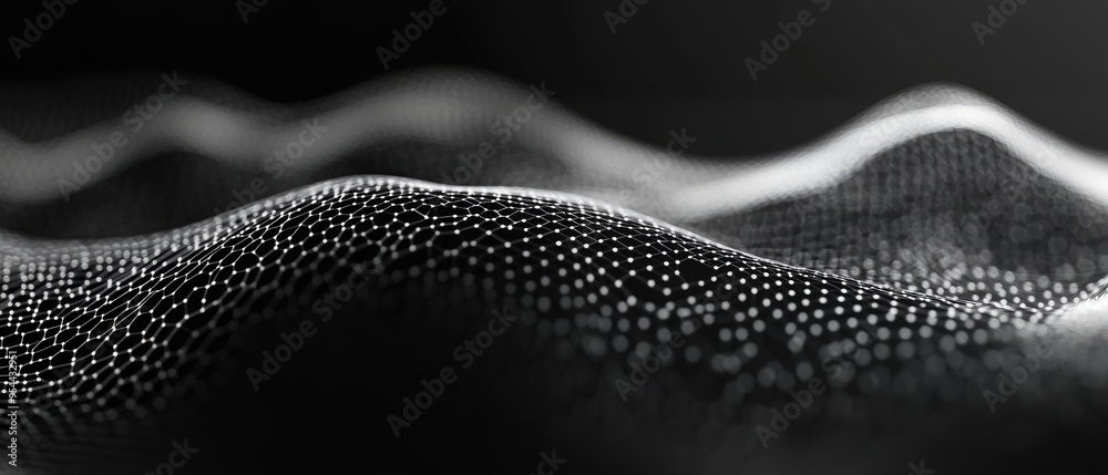 Aufkleber line art illustration of a dynamic black hexagonal wave futuristic honeycomb design representation o