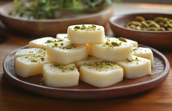 Bengali sweet sandesh kept in a plate.