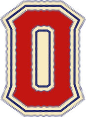 Sport Patch Letter Alphabet Vector Element O
