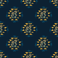 Ikat seamless floral pattern hand drawn , Motif ethnic  floral seamless textil,  embroidery, print striped ornament floral, pattern, design for wrapping, silk, scarf, background, textile