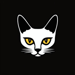 minimalist vector logo of a cat face