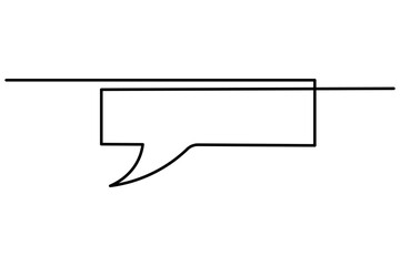 Speech bubble shape continuous one line drawing of isolated outline vector icon