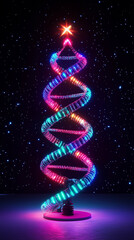 Scientific christmas tree. Science concept. DNA Christmas tree 