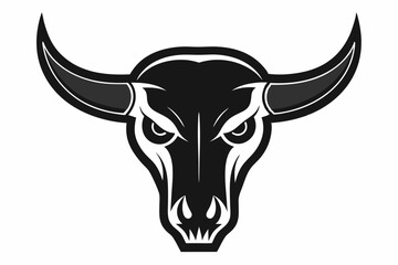 Skull of bull silhouette vector, Cow skull icon