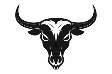 Skull of bull silhouette vector, Cow skull icon