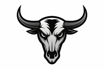 Skull of bull silhouette vector, Cow skull icon