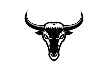 Skull of bull silhouette vector, Cow skull icon