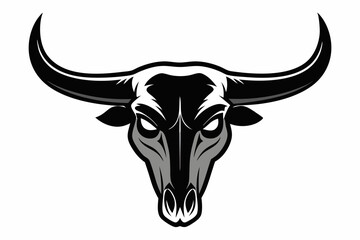 Skull of bull silhouette vector, Cow skull icon