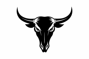 Skull of bull silhouette vector, Cow skull icon