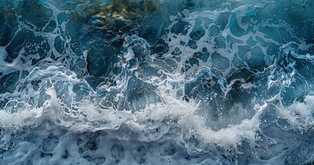 Obraz premium A dynamic view of ocean waves crashing, showcasing the beauty and power of nature.