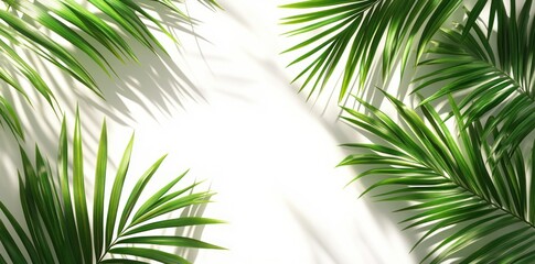 Obraz premium Palm Fronds Casting Shadows on White Background