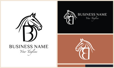 line art horse letter b logo