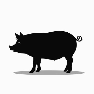 recommend clip art: Black Silhouette of a Pig