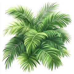 Fototapeta premium Lush Green Palm Fronds Against a White Background