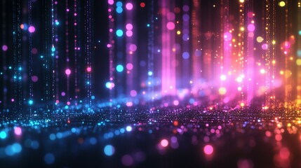 Abstract Glittering Background with Blurry Lights and Bokeh Effect