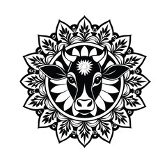 Obraz premium cow head silhouette vector mandala style
