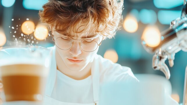 A barista carefully prepares a customized coffee order for a customer, showcasing their dedication to delivering quality.