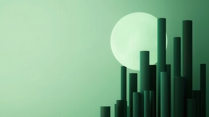 A digital art piece depicting the transformation of a traditional business into a sustainable enterprise, Symbolic, Futuristic, Monochromatic green