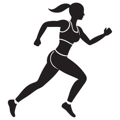 woman athlete runner running sprint black silhouette