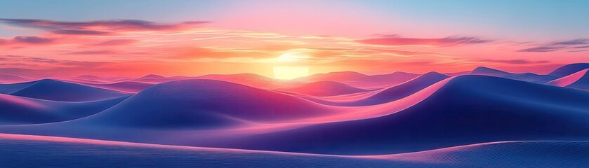 Surreal desert scene, with digital mirages and glowing sand dunes, digital art, 3D illustration