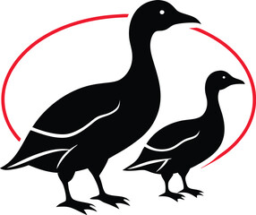 black and white duck vector