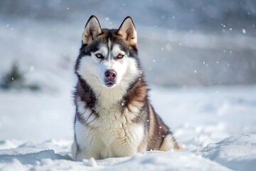 Naklejka premium Siberian Husky in the Snow
