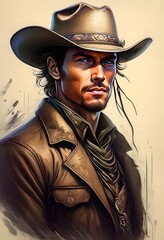 Fototapeta premium portrait of a cowboy illustration