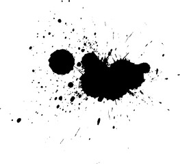black watercolor painting dropped splash splatter on white background