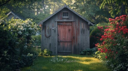Shed: A small, typically wooden or metal structure for storing tools, garden supplies, or other items, providing a functional and organized storage solution.

