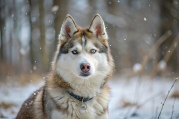 Naklejka premium Siberian Husky in the Snow