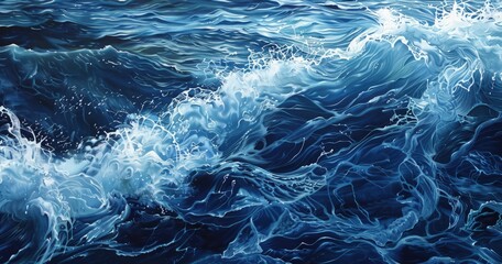 A vibrant depiction of ocean waves, showcasing the dynamic movement and colors of water.