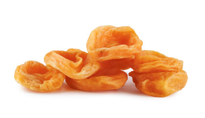 Sugar dried apricots isolated on a white background.