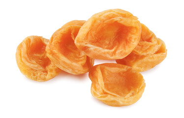 Sugar dried apricots isolated on a white background.