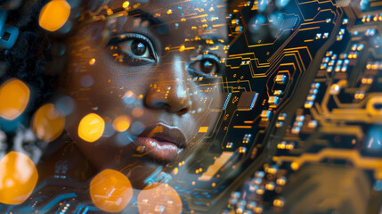 The image has a futuristic and technological feel to it