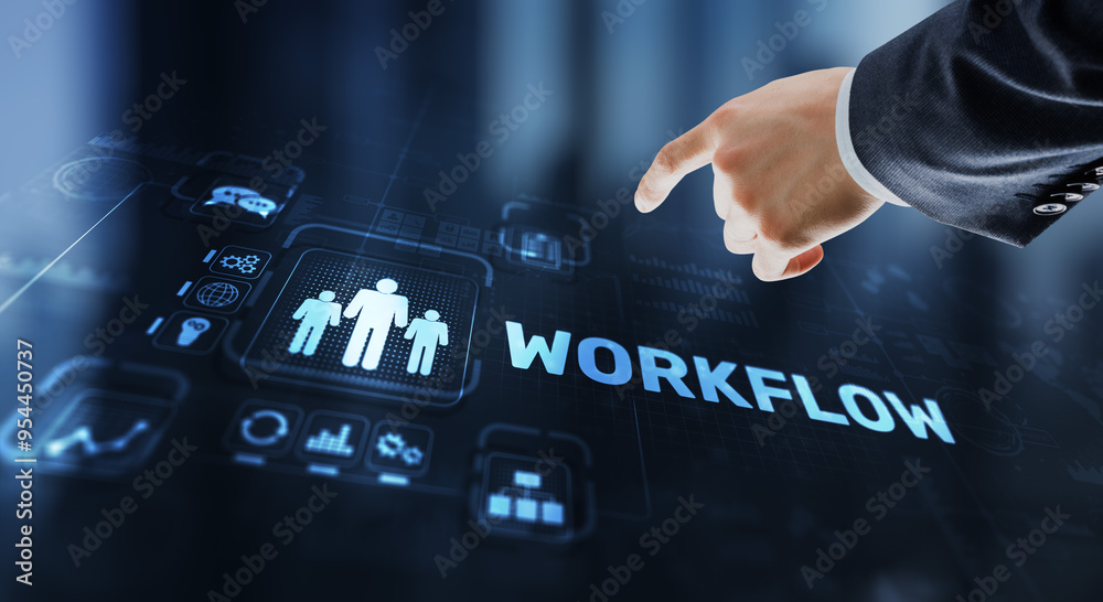 Wall mural workflow repeatability systematization business process. business technology internet