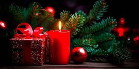 Merry christmas gifts on a black background. Generative AI