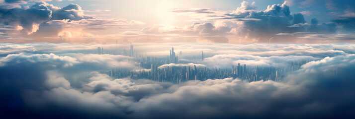 journey to a city in the clouds and bounded by its own secrets , Generative AI