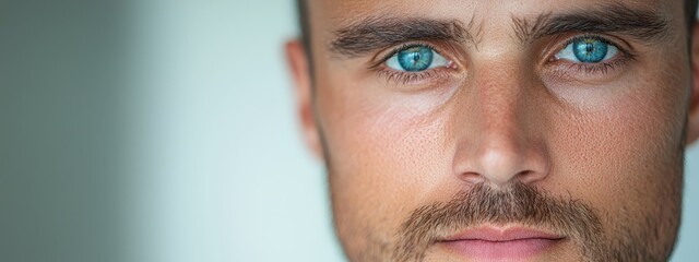 Obraz premium blue eyes and mustache above the upper lip