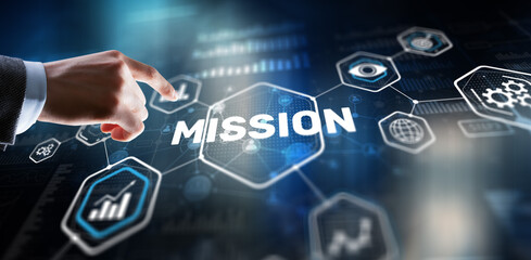 Fototapeta premium Mission concept. Financial success chart concept on virtual screen. Business background