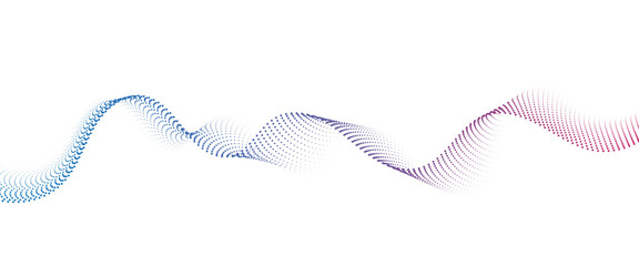 Flowing Dot Wave halftone gradient pattern on transparent background	
