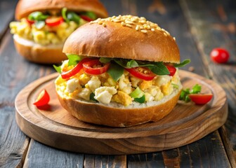 12. Crunchy contrast of egg salad and peppery crunch in a crispy bap