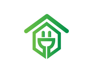 Fototapeta premium home plug electric energy logo design template illustration