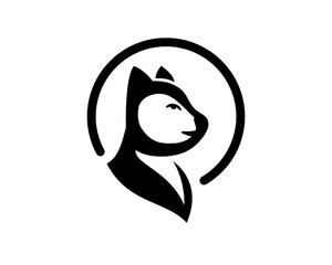 head cat profile style logo design template illustration inspiration