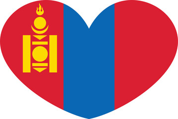 Mongolia flag heart shape